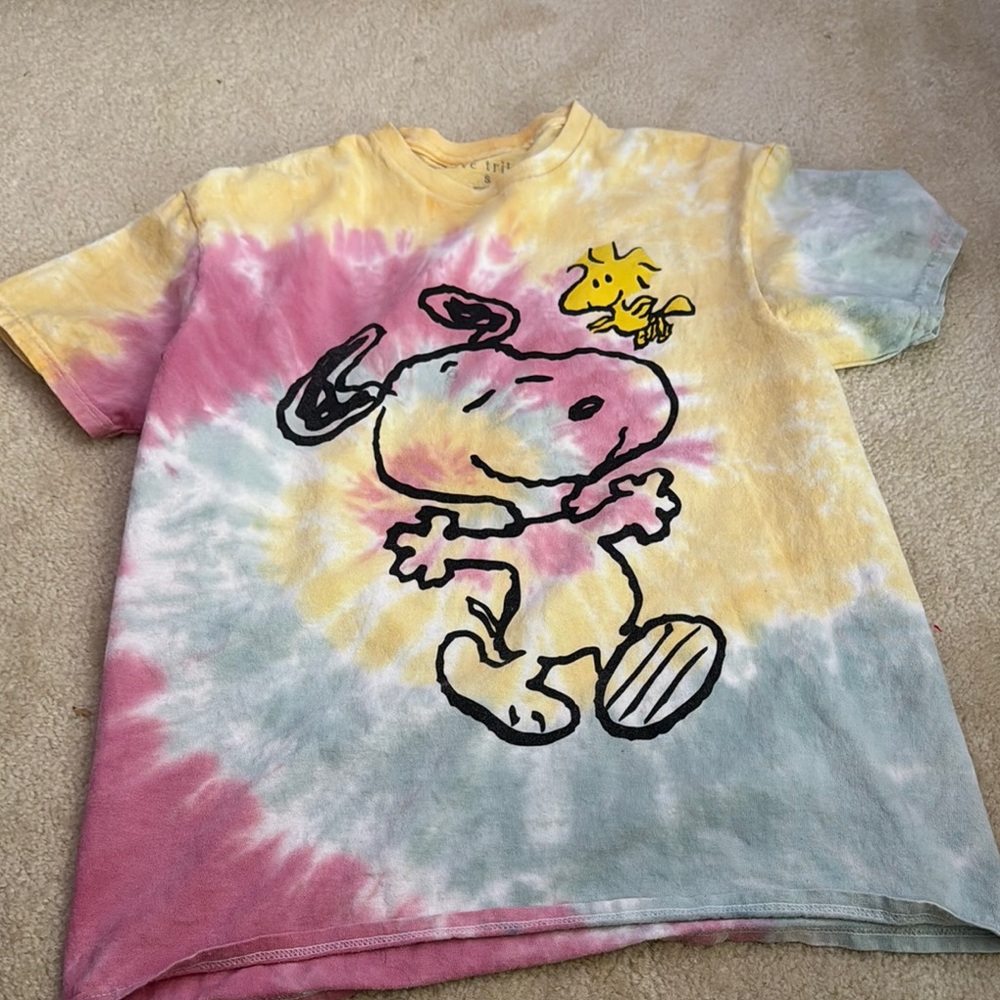 Colorful Tie-Dye Kids Shirt with Snoopy Print